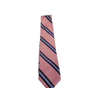 Nautica Men's Neck Tie Pink Blue Stripe Diagonal Silk RN# 121148 Navy